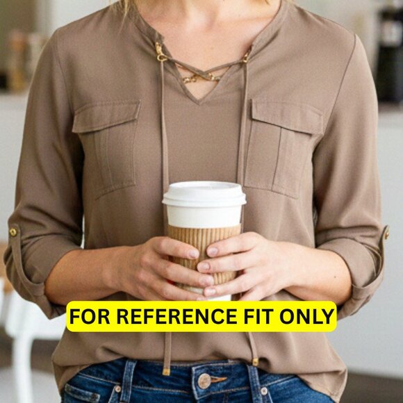 Chico's Lace Up Utility Tunic Top Roll Tab Sleeve Taupe Size 3 16 - Picture 2 of 5